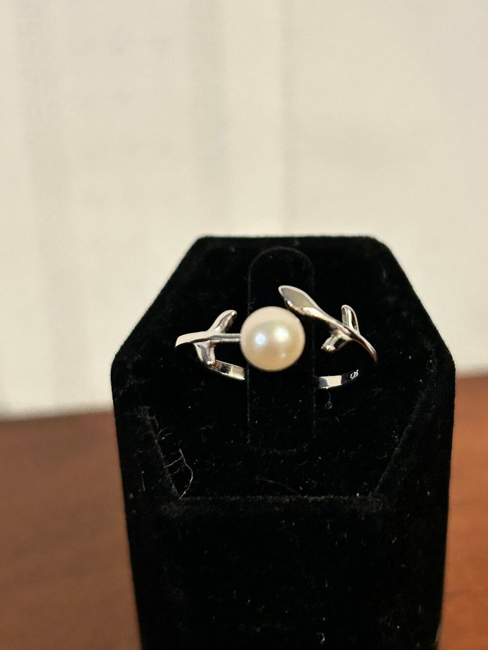 925 Sterling Silver Pearl Branch Ring Size 8 Dainty Nature Inspired 6mm Pearl
